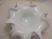Large Crystal/White Murano Glass Bowl