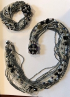 Murano Glass Black and Silver  Bracelet