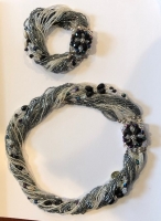 Murano Glass Black and Silver  Bracelet
