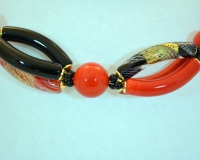 Red Murano Elongated Bead Piega necklace