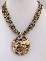 Maniera black and gold murano glass pendant