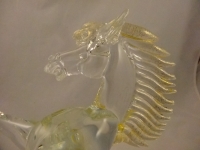 Arte Di Murano Murano Glass Clear and Gold Horse
