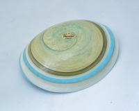Ivory and Turquoise Striato Mignon Folded Bowl