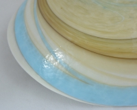 Ivory and Turquoise Striato Mignon Folded Bowl
