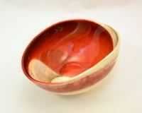 Mignon folded ivory and red marbled folded bowl
