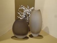 Murano Glass VASO MARRINE SATINATO ROUND BROWN SATIN Vase