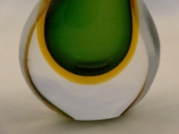 Murano Glass Emerald and Amber Mandoline Vase