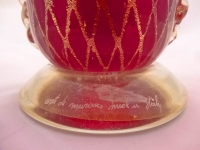 Vetro Arte Di Murano Red Reticello Vase