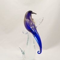 Murano Glass Birds of Paradise Open wings Cobalt/Gold Pair