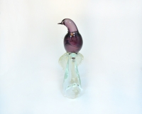 Murano glass deep purple and silver bird of paradise