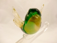 Murano Glass Green Gold Bird on the Branch