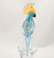 Murano Parrot Aqua Gold Closed Wings