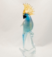 Murano Parrot Aqua Gold Closed Wings