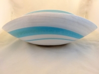 Large Aqua Ivory Murano Glass Folded Bowl