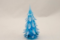 Blue Glass Snow Covered Christmas Tree