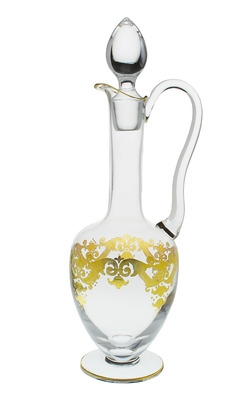 Wine Decanter with Handle with 24K Gold Artwork