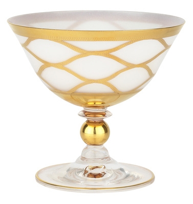 S/4 Milk Glass Dessert Cups w 24K Gold