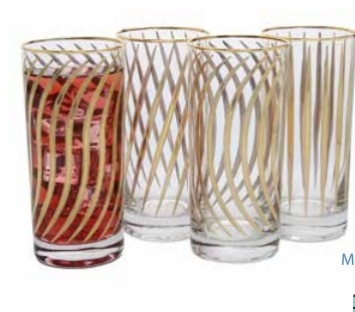 S/4 Tumblers Mix and Match Design 24K Gold Artwork