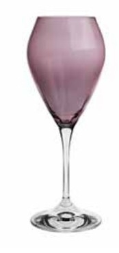 S/6 Water Glasses Purple with Clear Stem