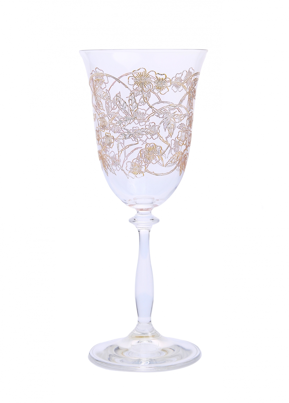 Set of 4 Water Glasses with Gold Floral Artwork