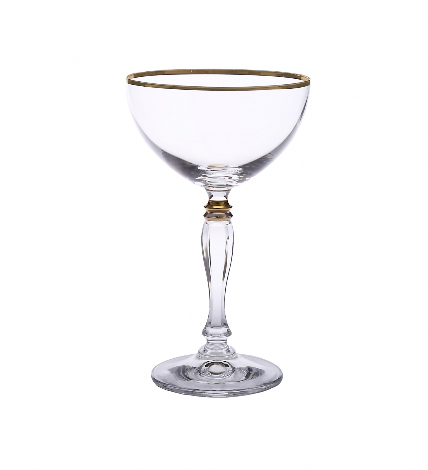 Set of 6 Martini Glasses with simple Gold Design