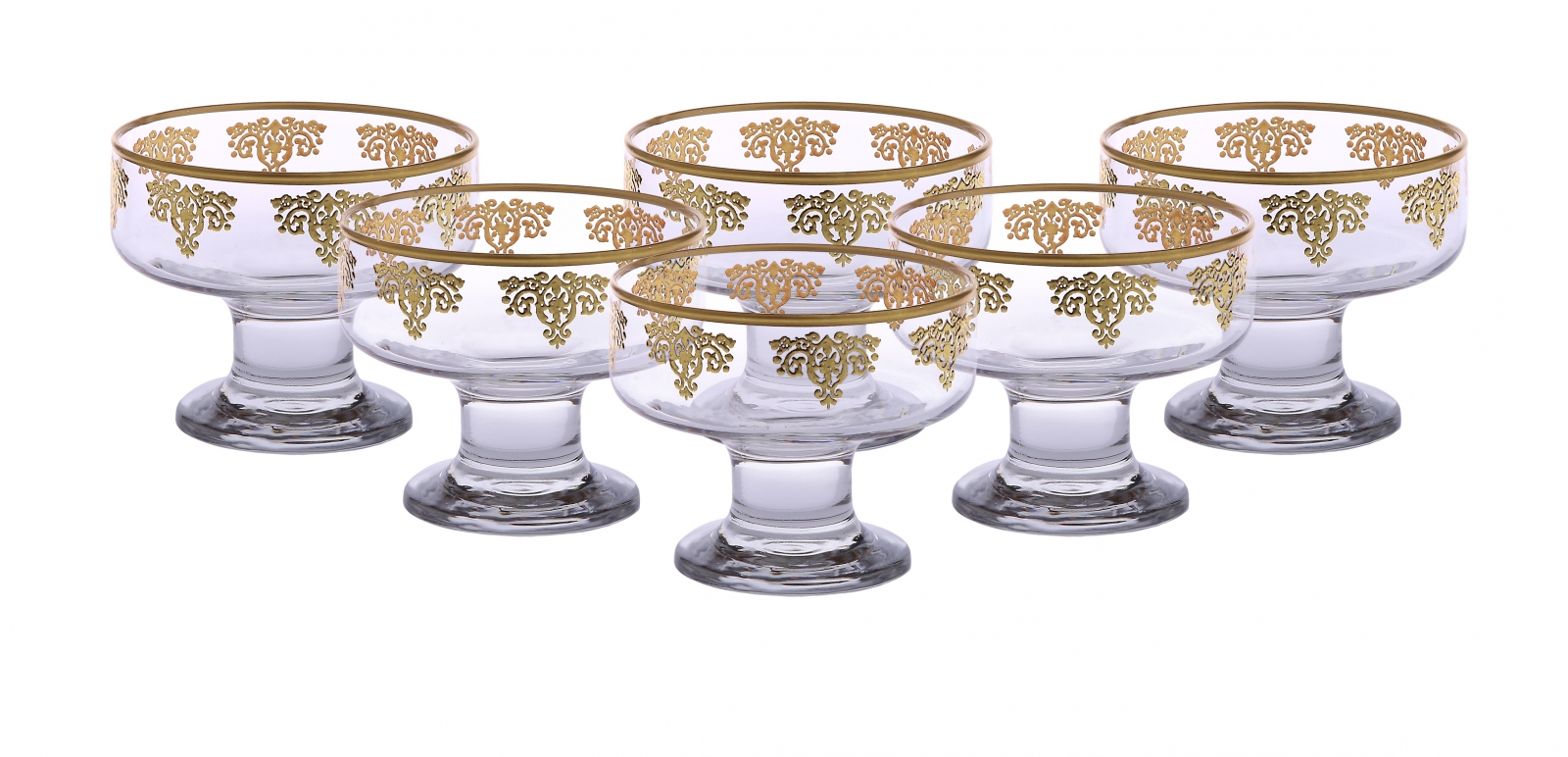 Set of 6 Dessert bowls with Rich Gold Design