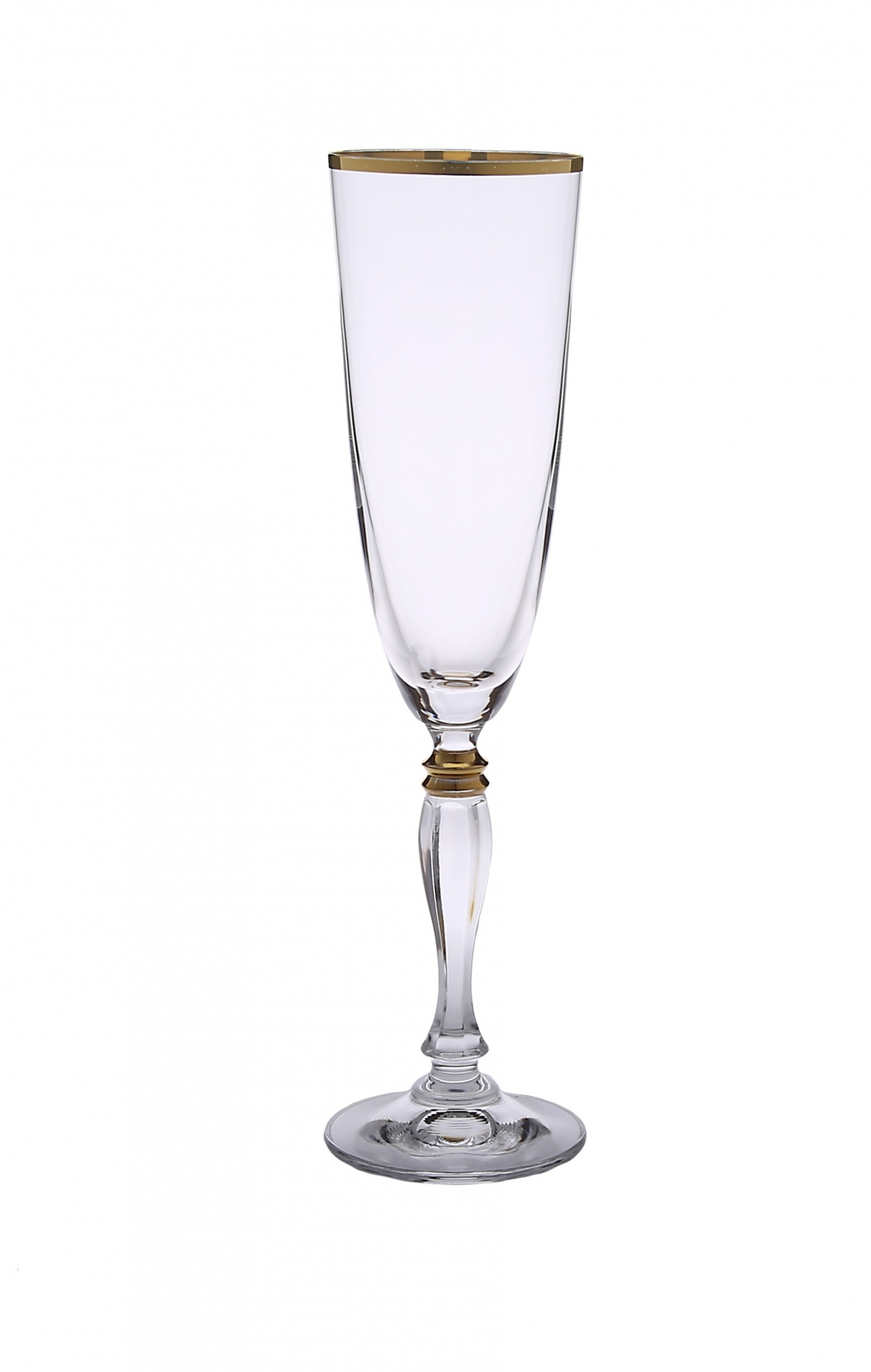 Set of 6 Flute Glasses with simple Gold Design