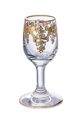 Set of 6 Liquer Glasses with 24K Gold Artwork