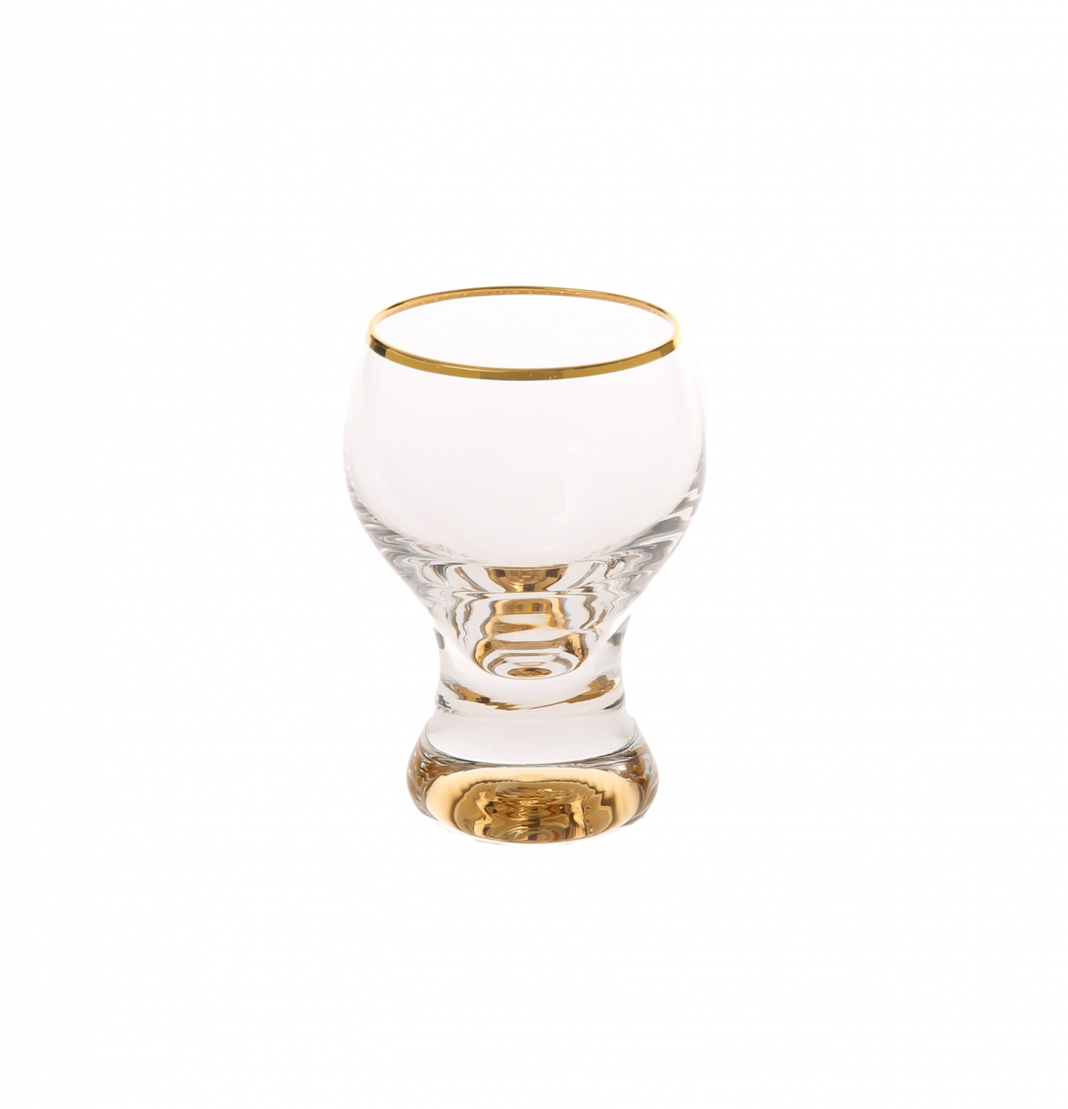 Set Of 6 Liquor Glasses With Gold Stem And Rim
