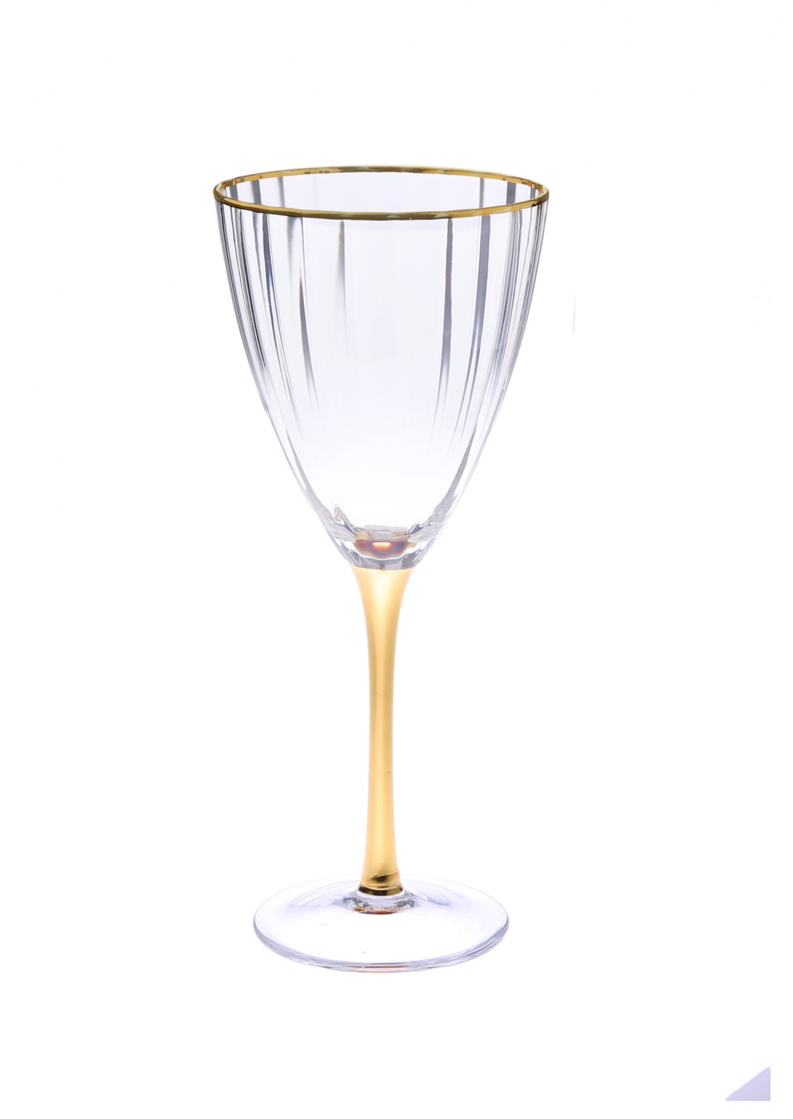 Set of 6 Textured Wine Glasses with Gold Stem and Rim