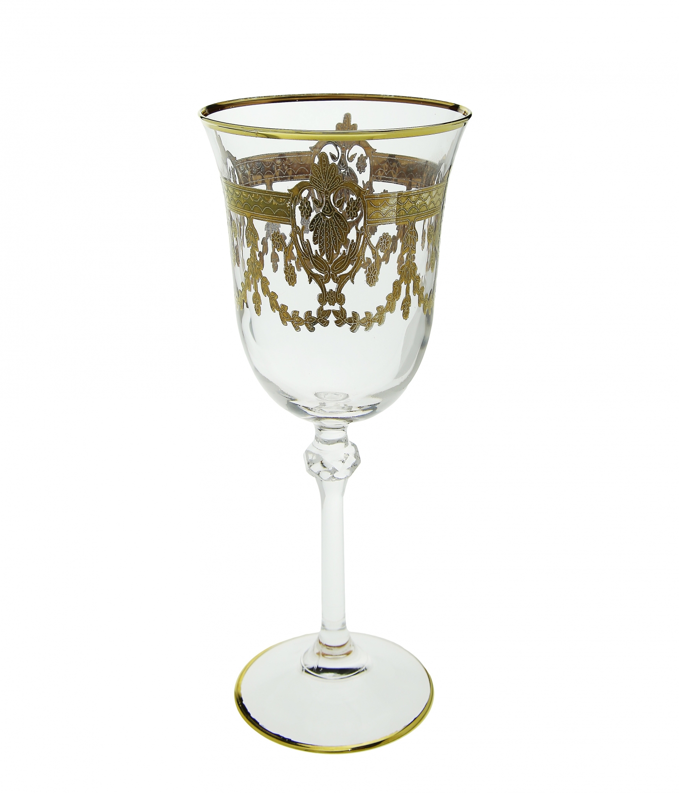 Set of 6 Water Glasses with 14K Gold Artwork- Traditional Design