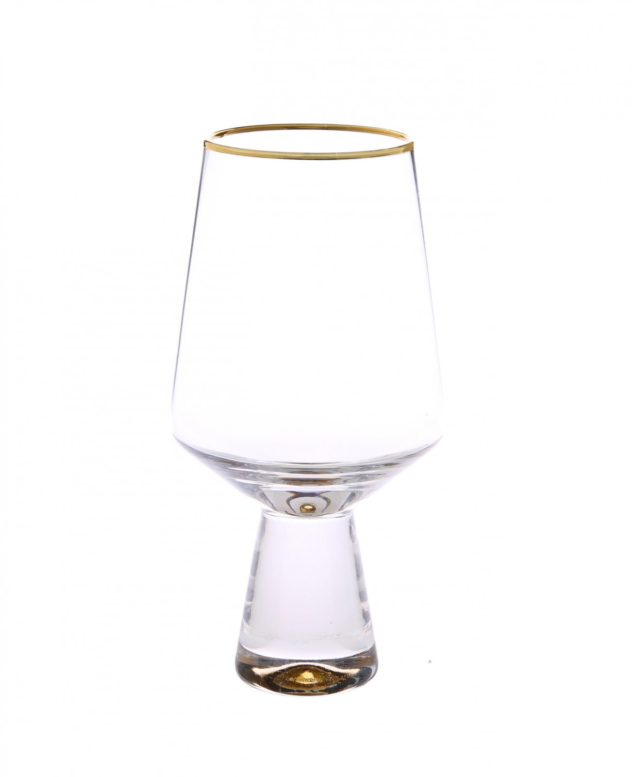 Set Of 6 Water Glasses With Gold Base And Rim