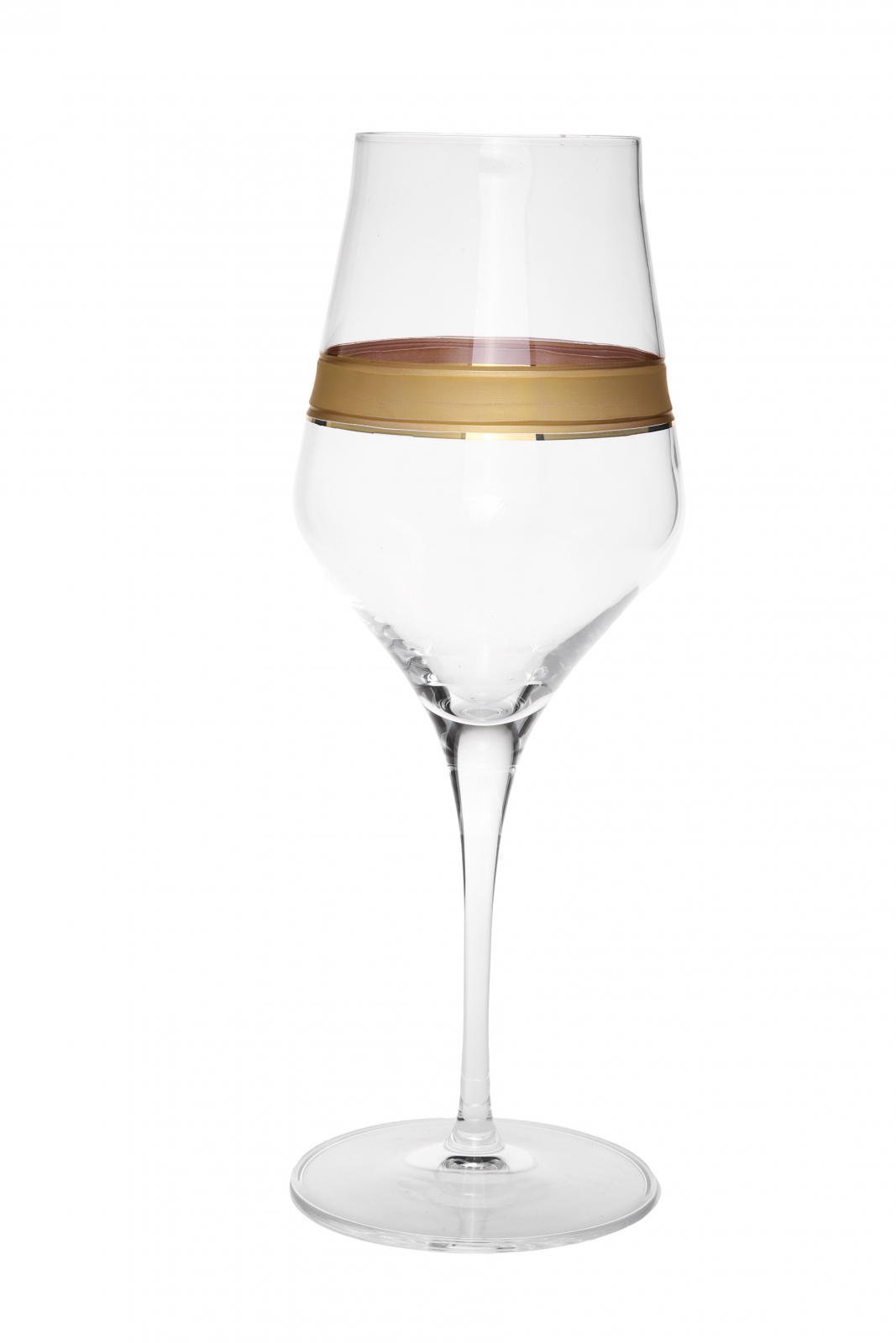 Set of 6 Wine Glasses With 14K Gold Striped Design