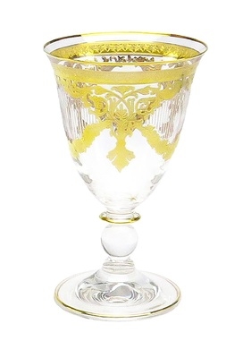 Set of 6 Wine Glasses with 24K Gold design