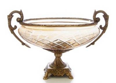 14 Amber Glass Brass Bowl