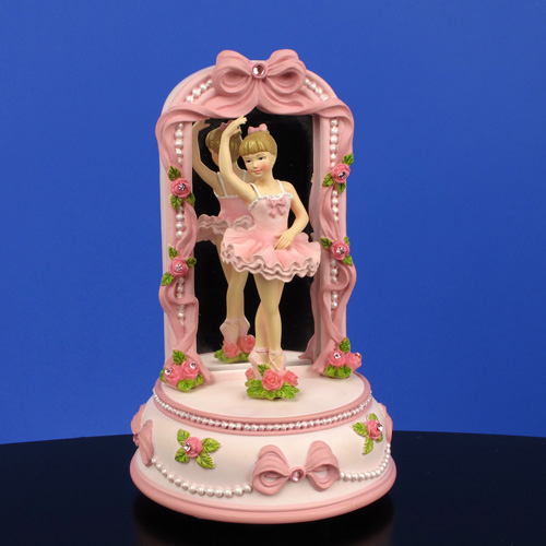 Ballerina and Bows Figurine with Mirror Music Box