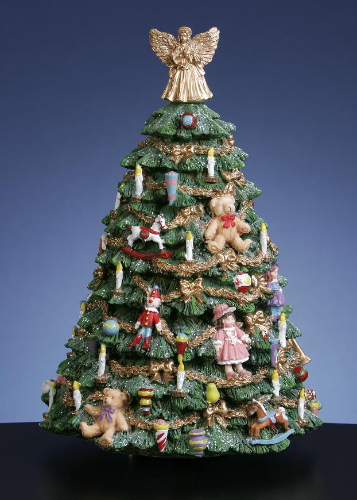 Victorian Rotating Xmas Tree w/ Angel Music Box