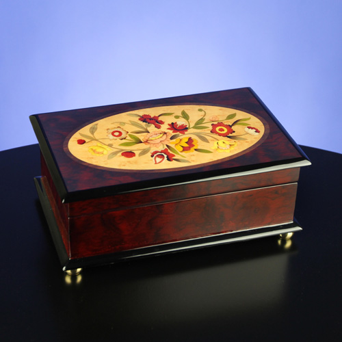Classic Floral Musical Wooden Jewelry Box