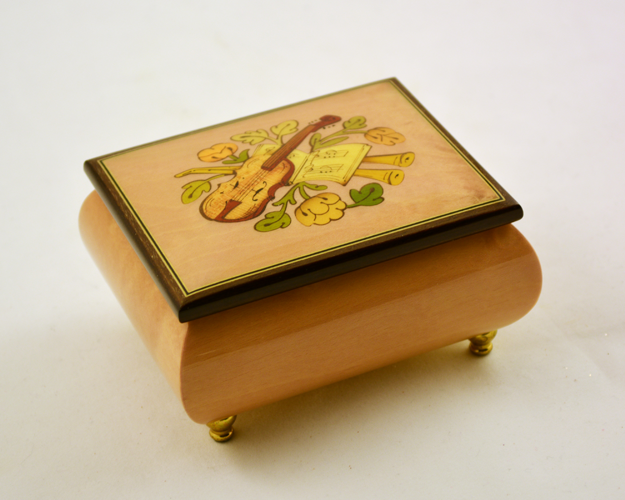 High Gloss lilac music box with violin inlay