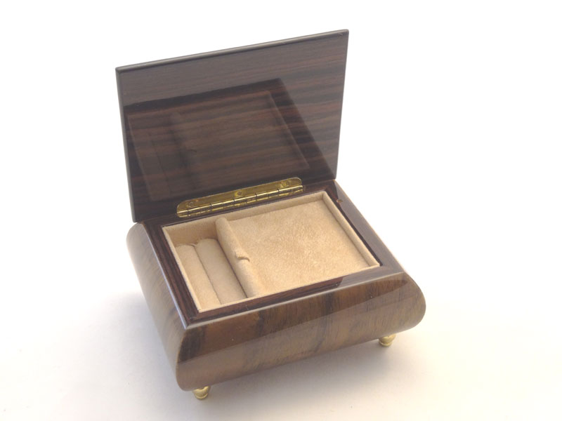 Two Elegant Swans Burlwalnut Jewelry Music box