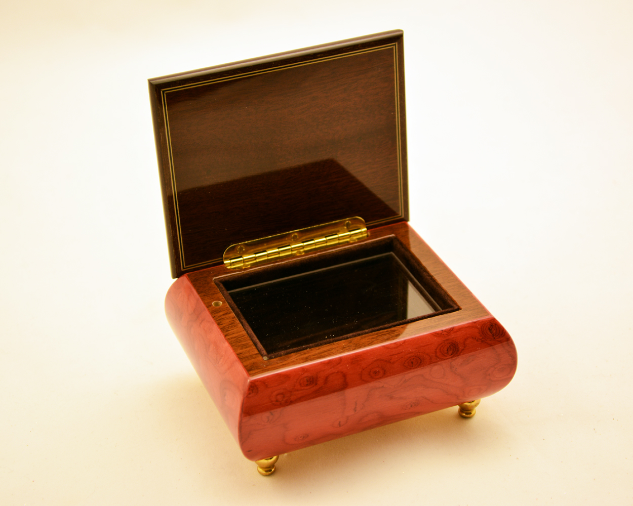 High Gloss Redwood Musical Inlay box