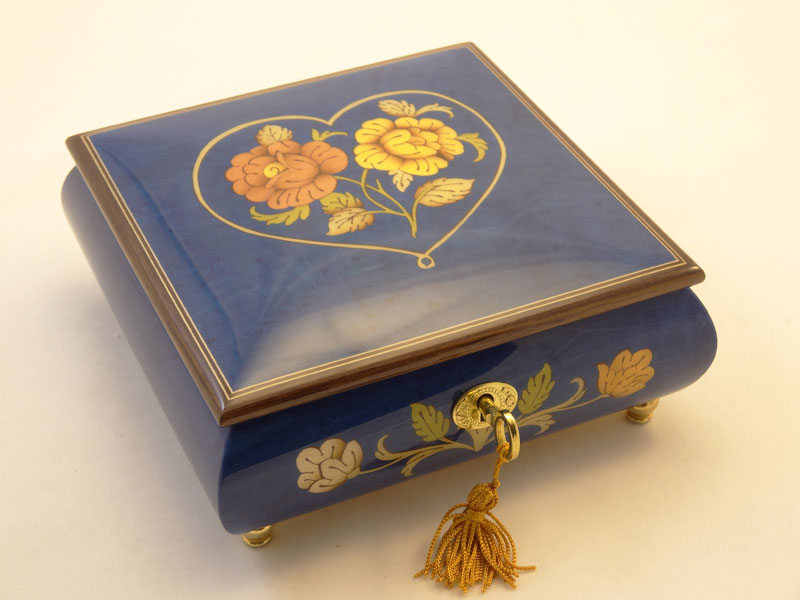 Romantic  Dark Blue High gloss  inlay music box