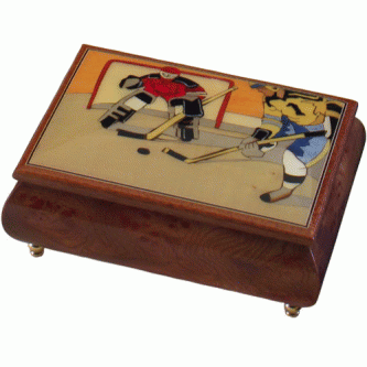 Hockey theme inlay music box