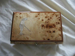 Bird's Eye Maple Golf Theme Inlay Musical Jewelry Box