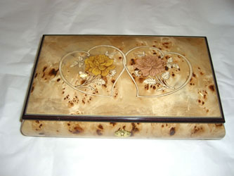 Large Heats inlay Bird's eye maple finish jewelry box