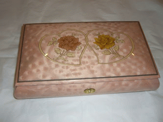 Large Heats inlay lilac finish jewelry box