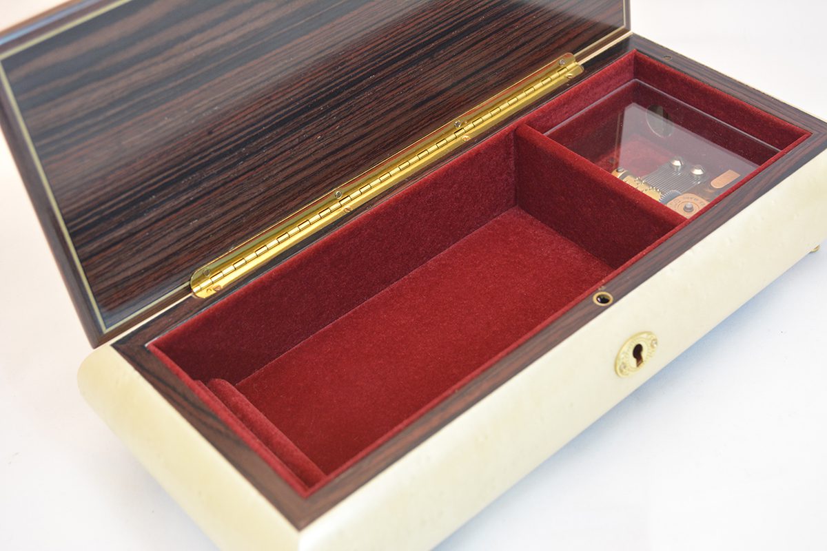 White High Gloss Music box with violin inlay