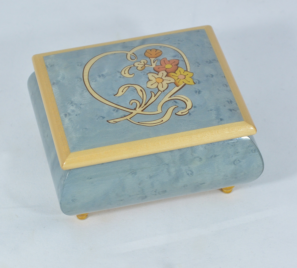 Light blue Romantic  Floral music box