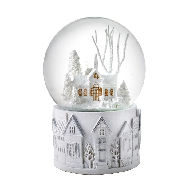 100MM White Christmas Scene Snow Globe