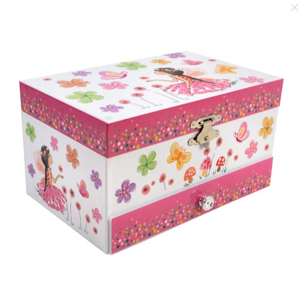 Flowers and Butterfly Fairy Heirloom Musical Jewelry Box